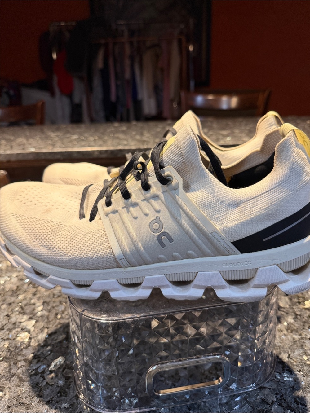 On Running Men’s Cloudtec Running Shoe in Beige and Gray